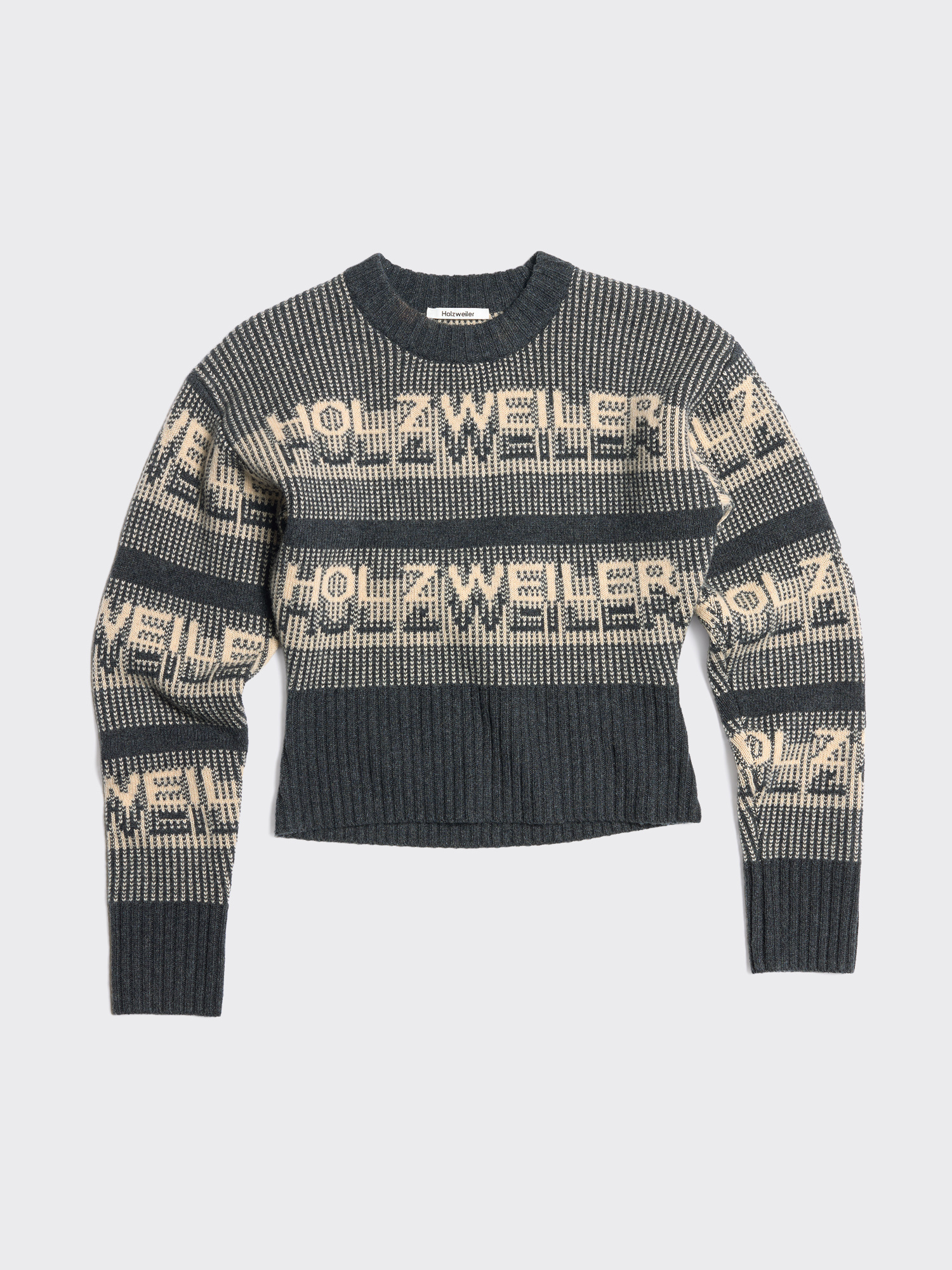 Ski Cropped Crewneck Sweater - Dk. Grey - Holzweiler