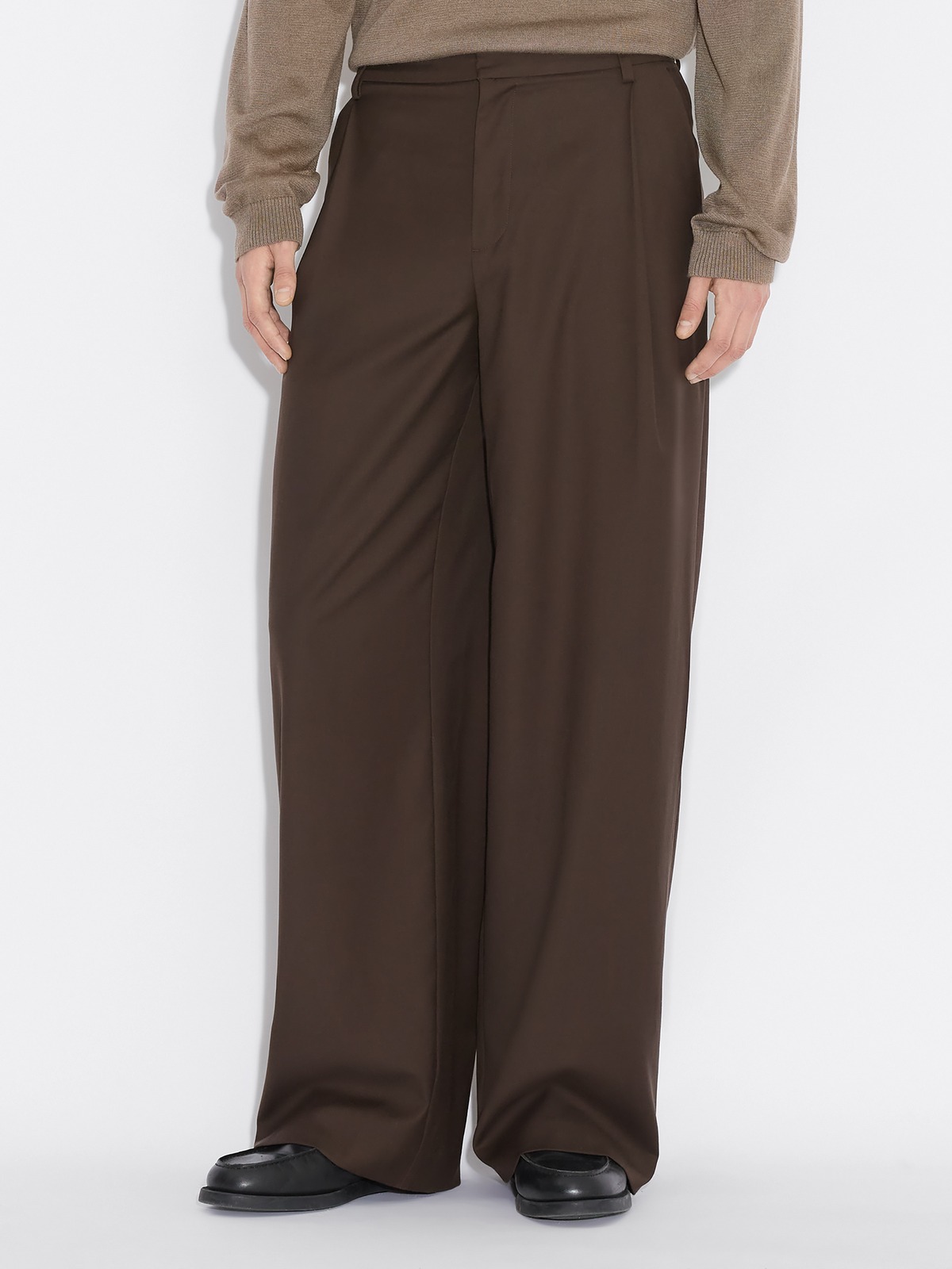 Alex One Pleat Trousers - Brown - Holzweiler
