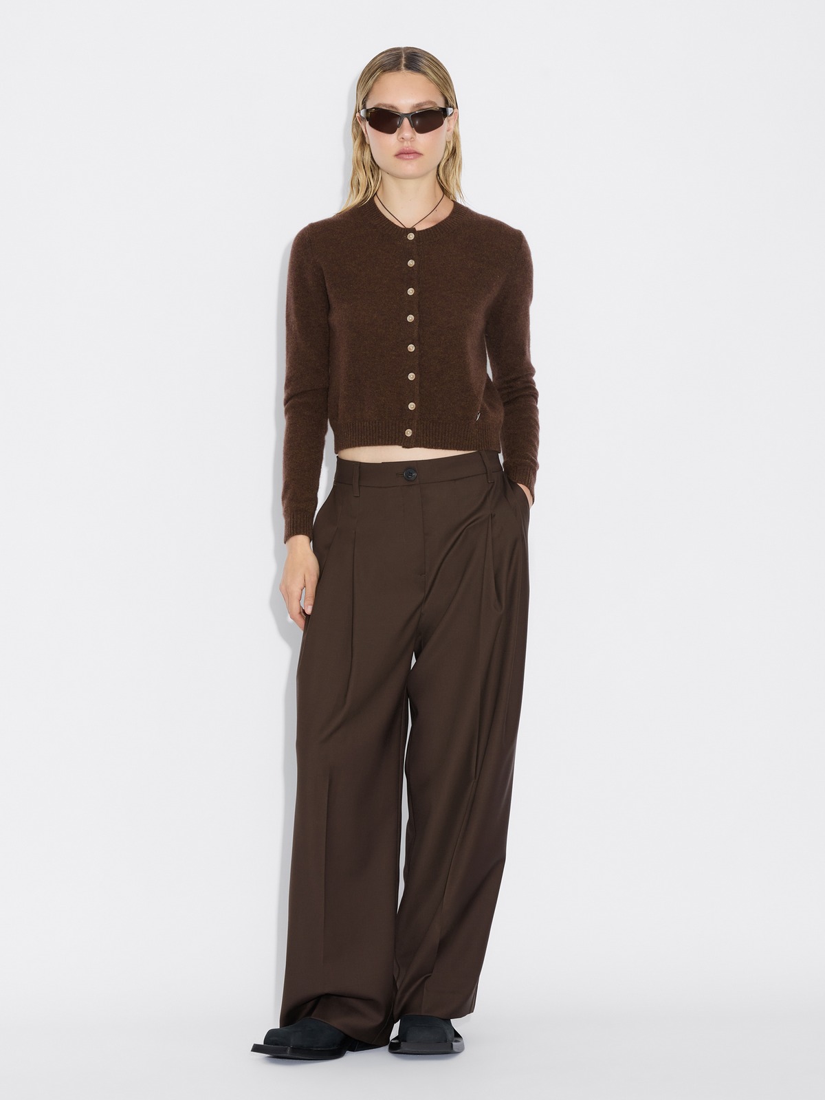 Alexa Pleat Trousers - Brown - Holzweiler