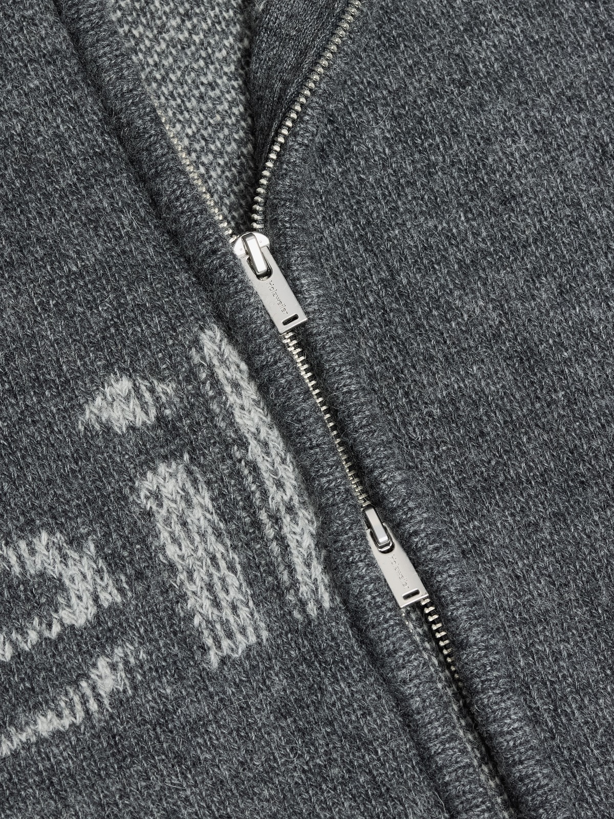Haza Logo Wool Cardigan - Dk. Grey Mix - Holzweiler