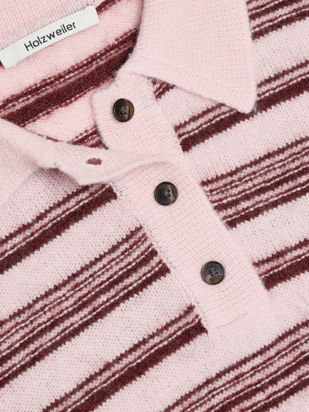 【LT.PINK】ウール ハイゲージ ニットポロシャツ Olivia Wool Polo Sweater - Lt. Pink Mix - Holzweiler