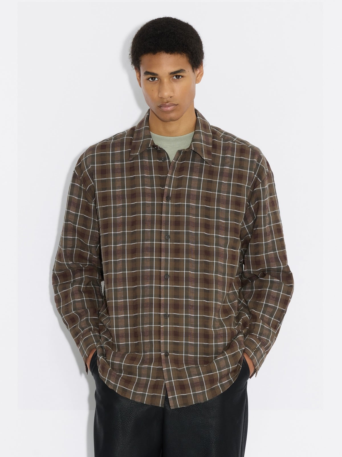 Elja Check Shirt - Brown Check - Holzweiler