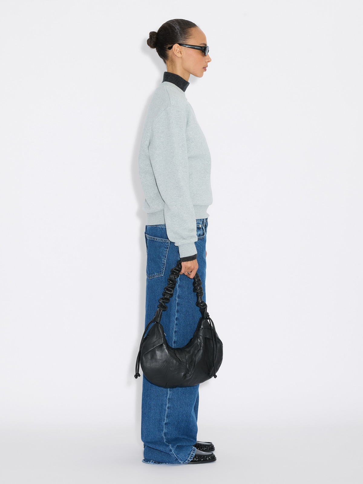 Leni Slouchy Leather Cocoon Bag - Black - Holzweiler