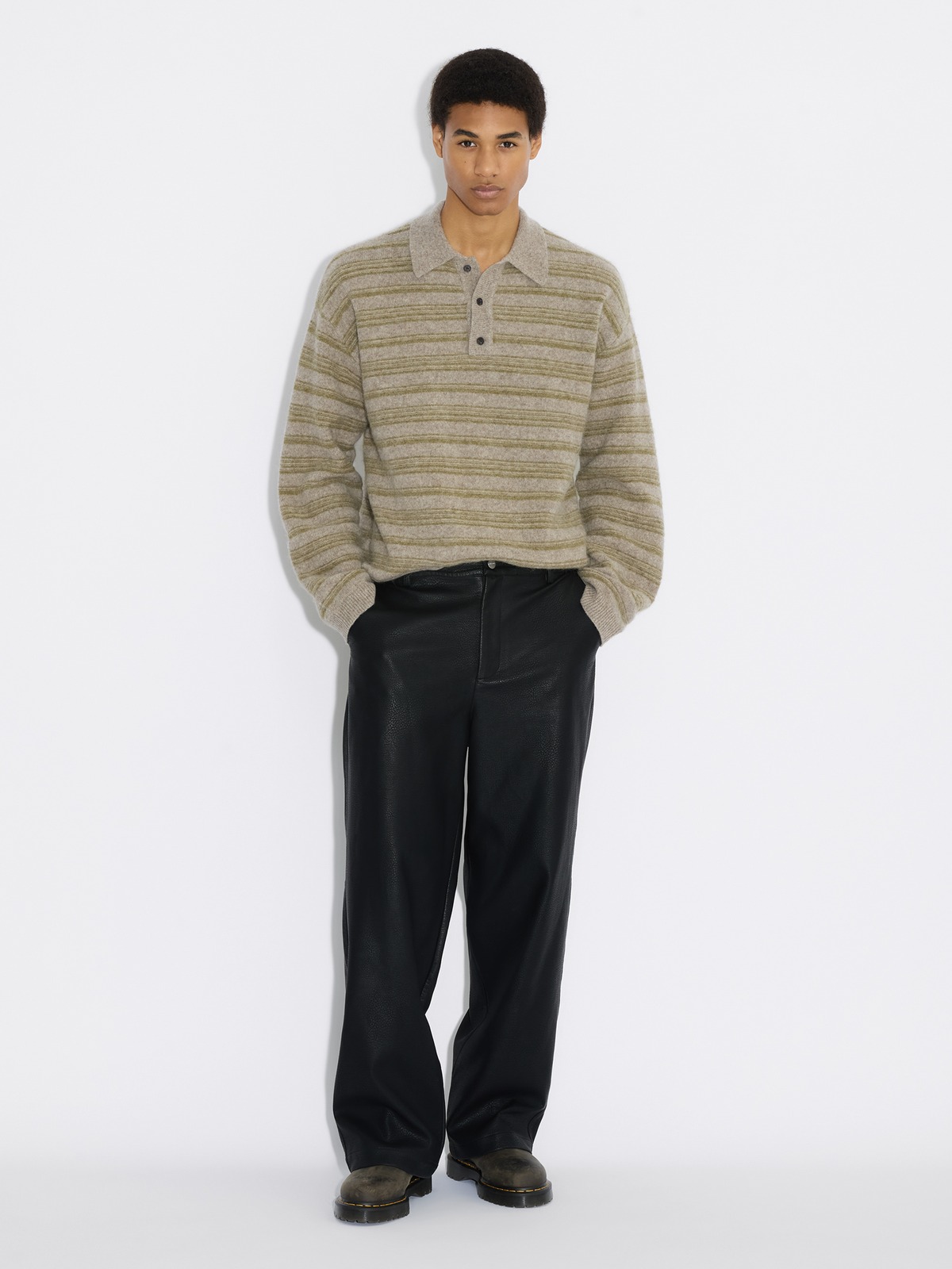 ピ* \"OPPOSITE STRIPE PULLOVER SHIRT Opposite Stripe Pullover Shirt - Black - MASU– MASU Official