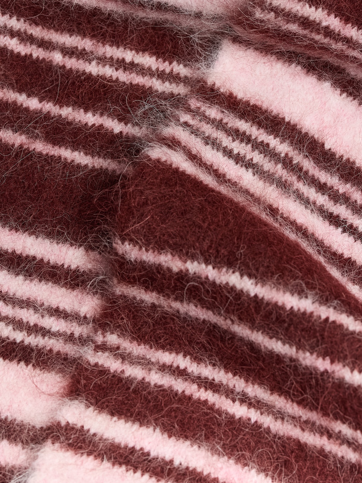 Fluffy Alpaca Stripe Scarf - Burgundy Stripe - Holzweiler