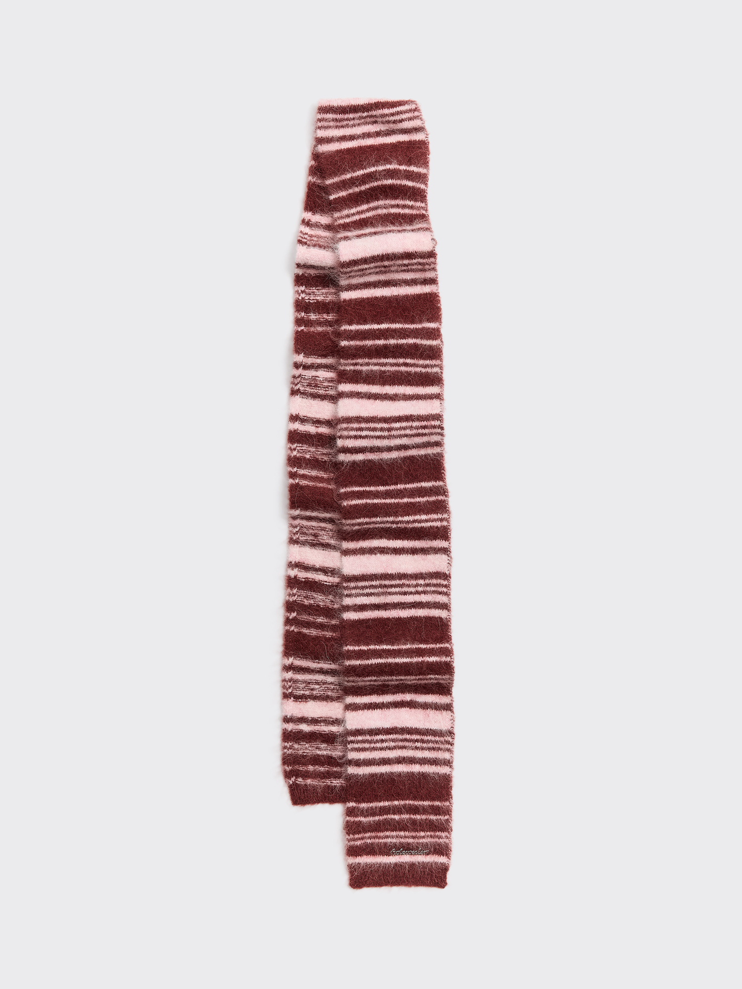Fluffy Alpaca Stripe Scarf - Burgundy Stripe - Holzweiler