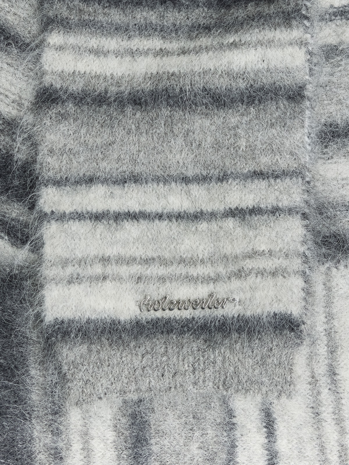 Fluffy Alpaca Stripe Scarf - Grey Stripe - Holzweiler