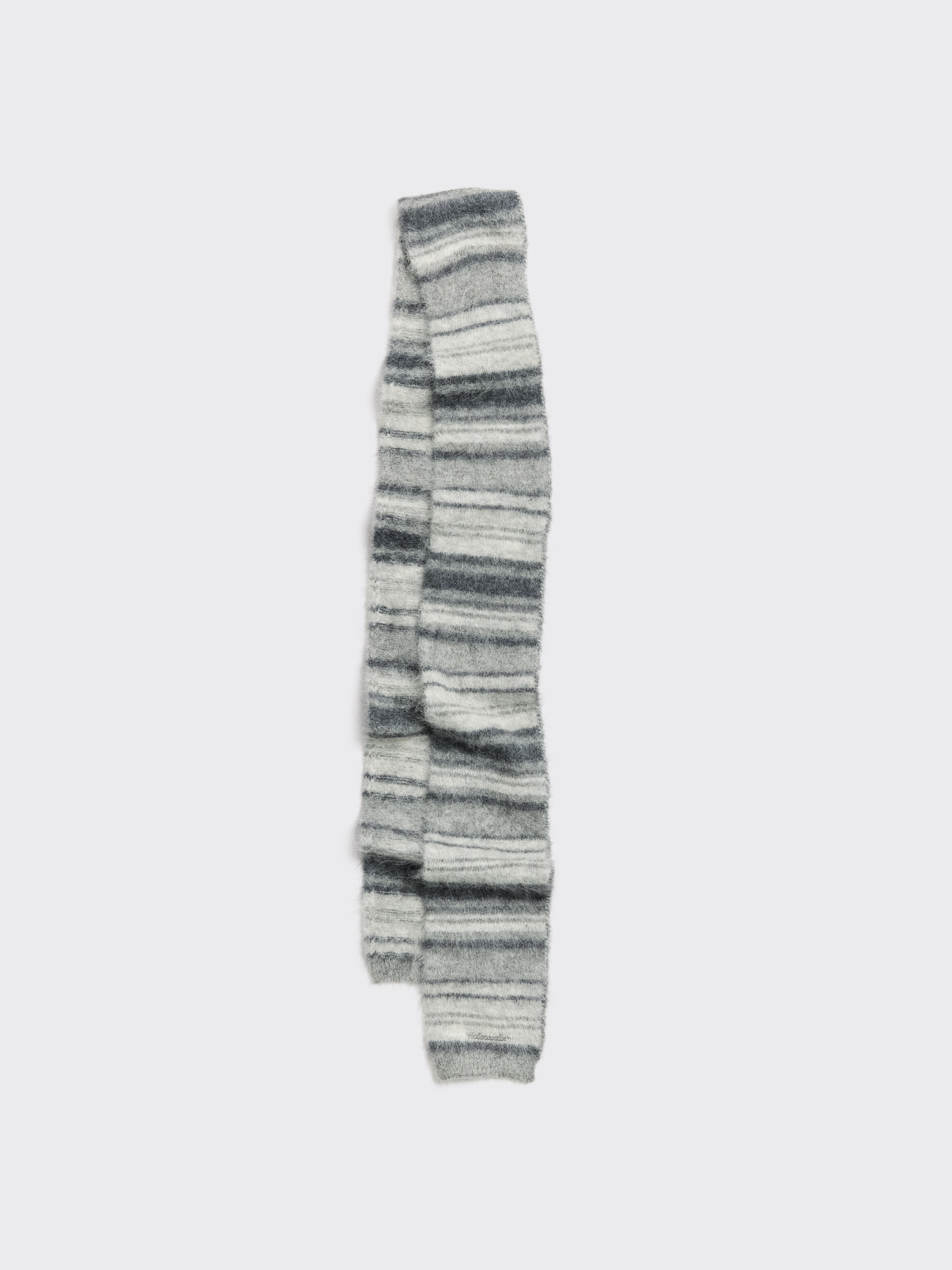 Fluffy Alpaca Stripe Scarf - Grey Stripe - Holzweiler