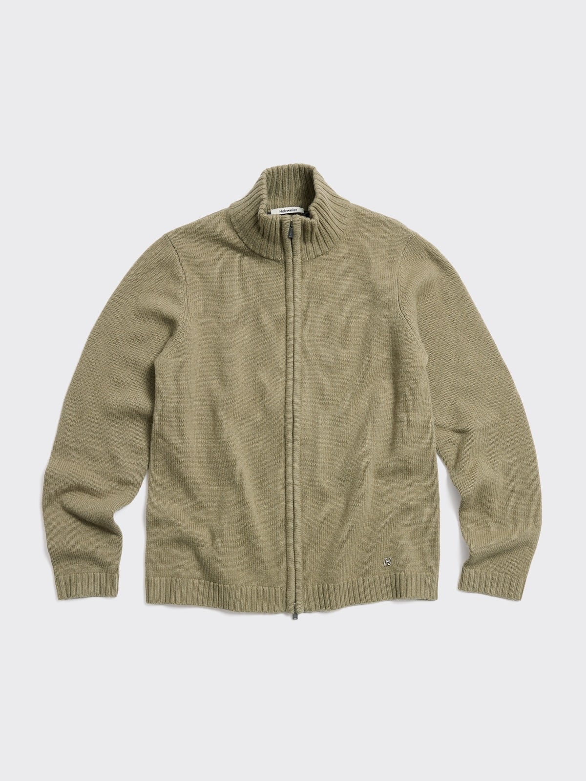 Zip-Up Wool Cardigan - Green - Holzweiler