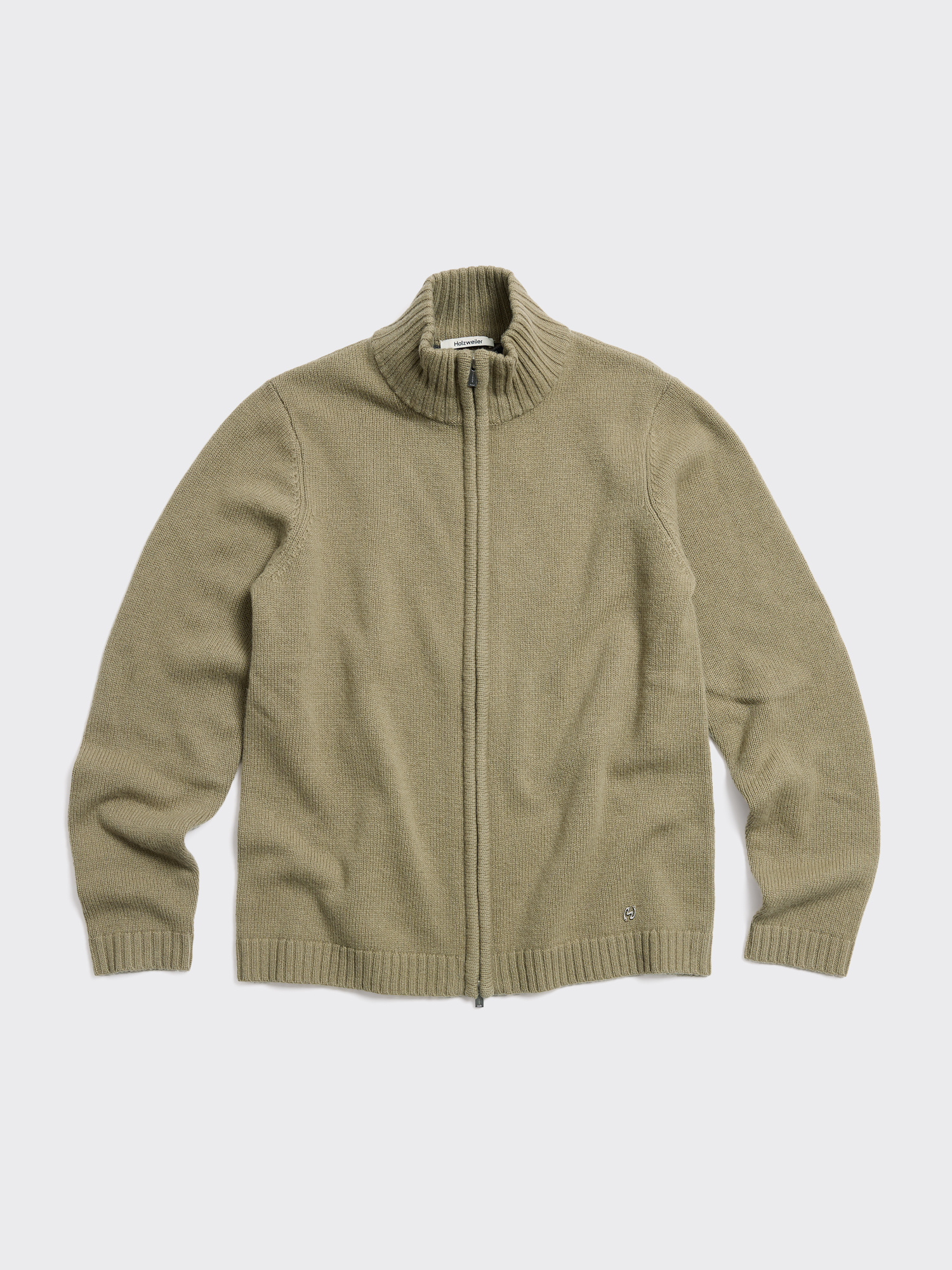 Zip-Up Wool Cardigan - Green - Holzweiler