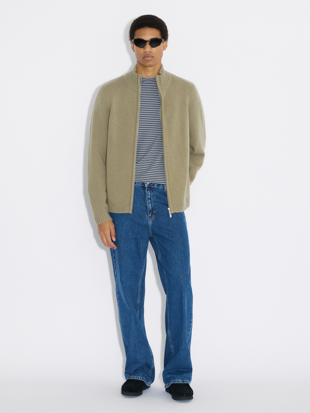 Zip-Up Wool Cardigan - Green - Holzweiler