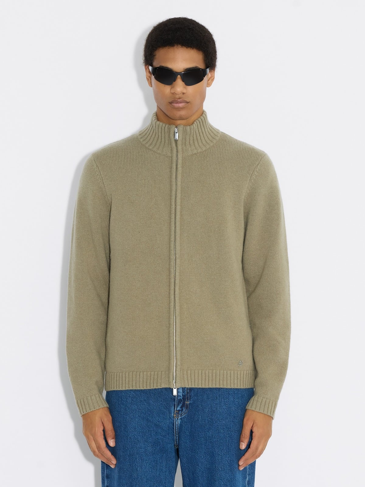 Zip-Up Wool Cardigan - Navy - Holzweiler