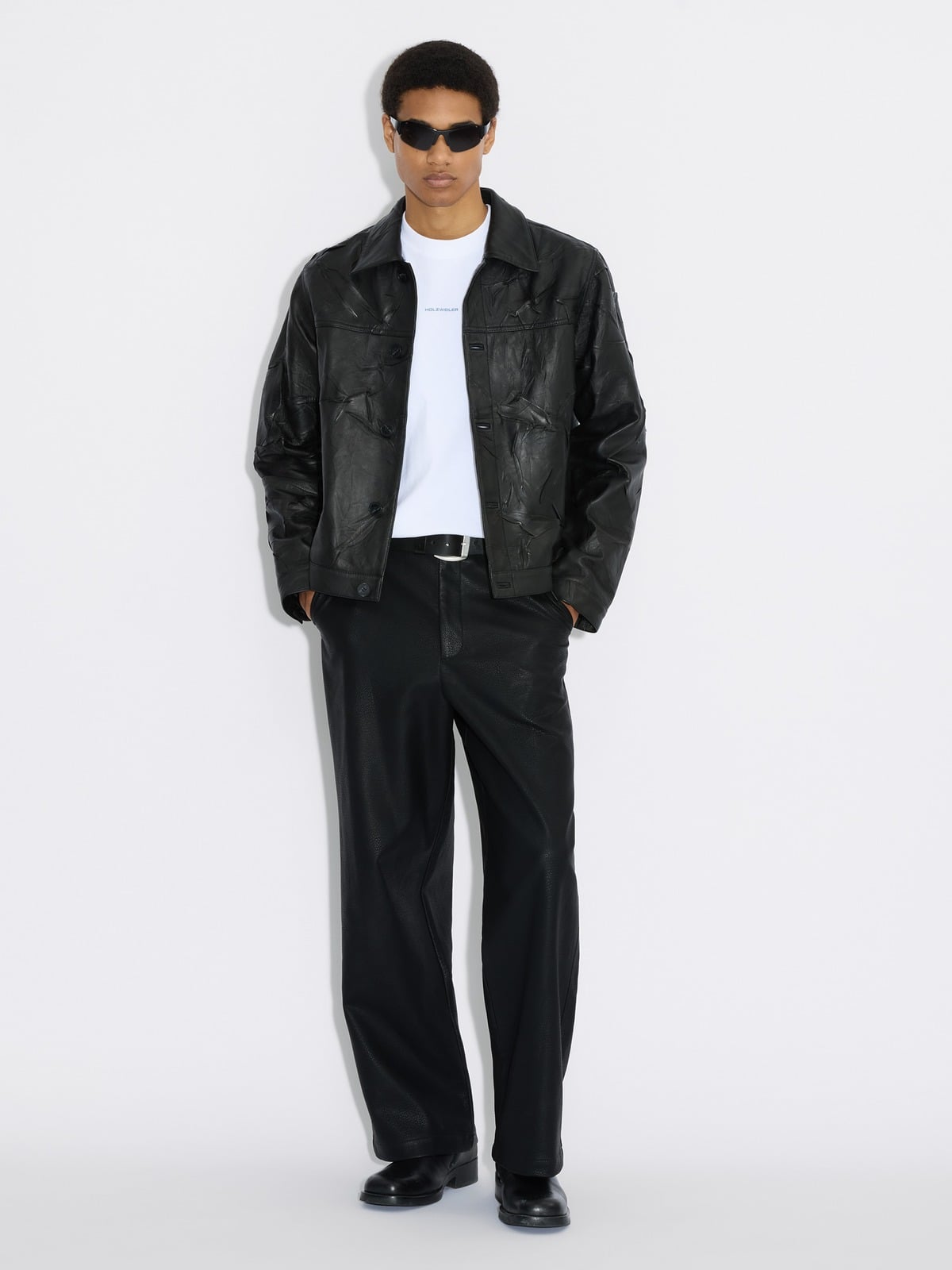 Classic-Fit Leather Jacket - Black - Holzweiler