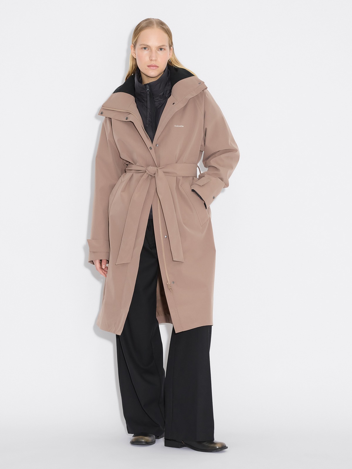 Flow Belted Rain Jacket - Taupe - Holzweiler