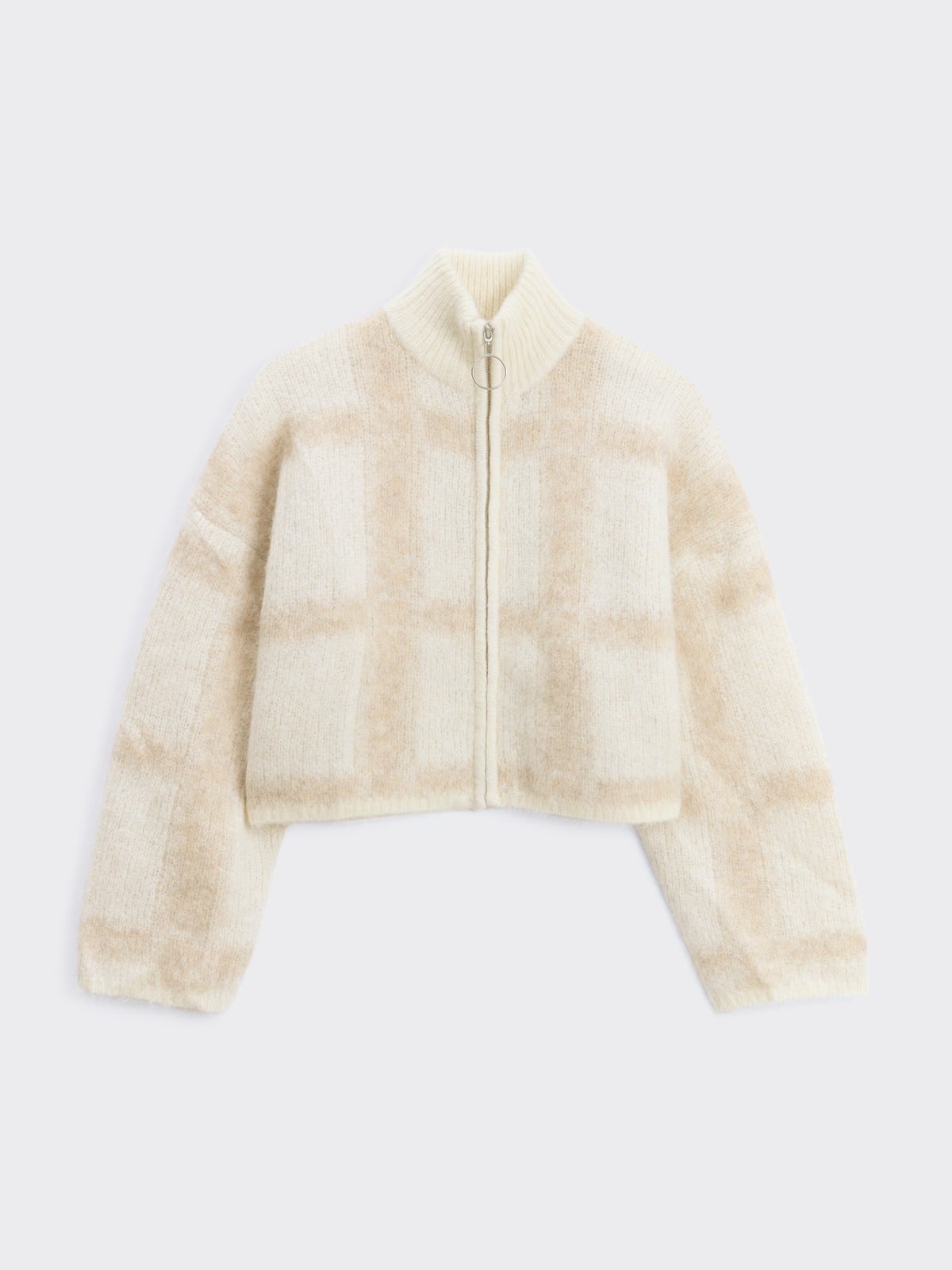 Tine Light Check Cardigan - Lt Brown Mix - Holzweiler