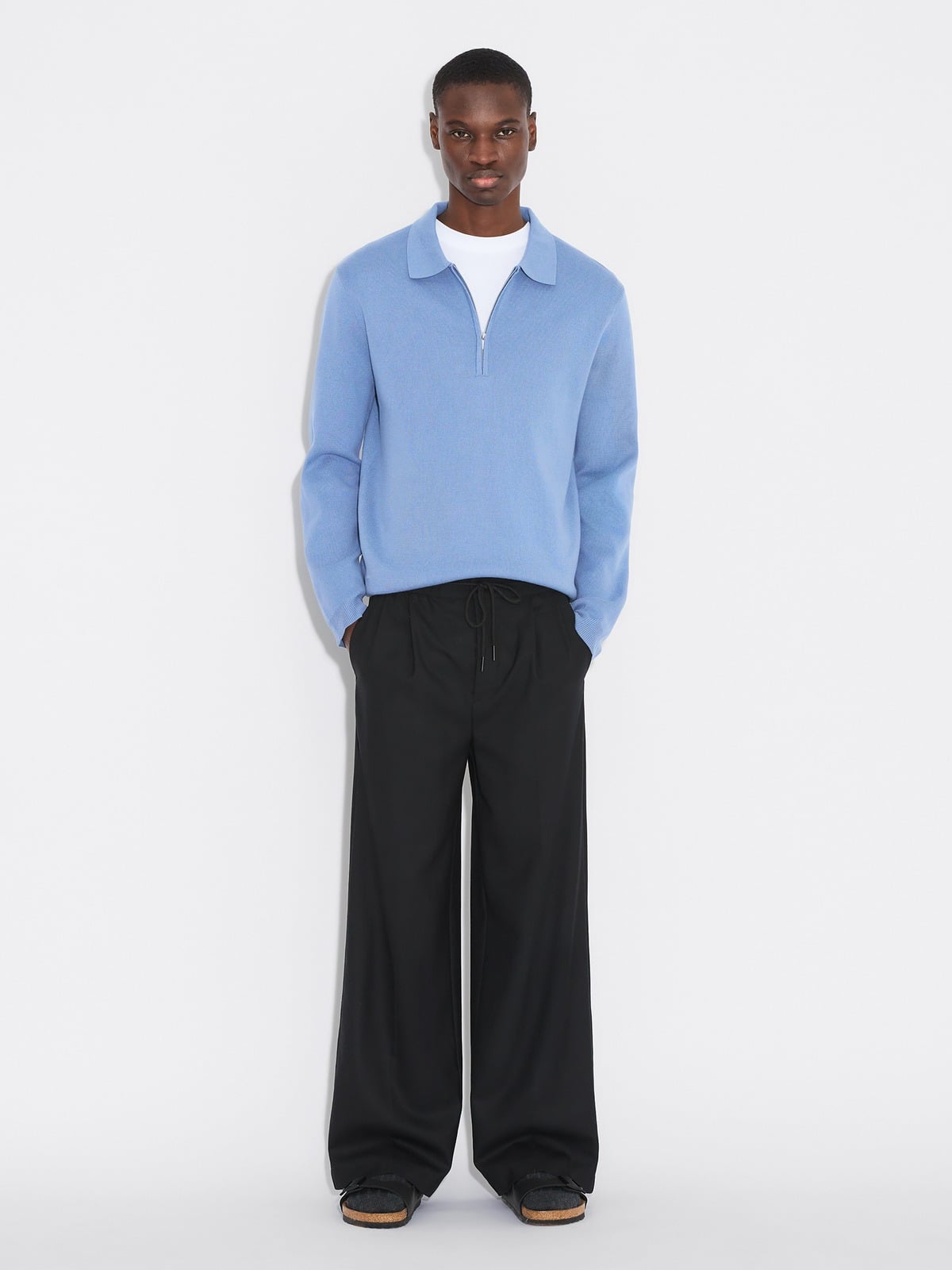 Milano Knit Half-Zip Sweater - Blue - Holzweiler