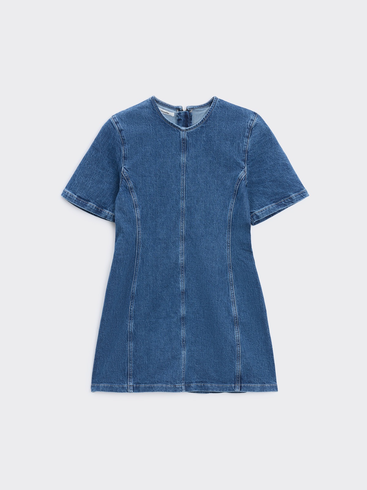 white christmas dresses Kit Light Denim Drop Waist Mini Dress
