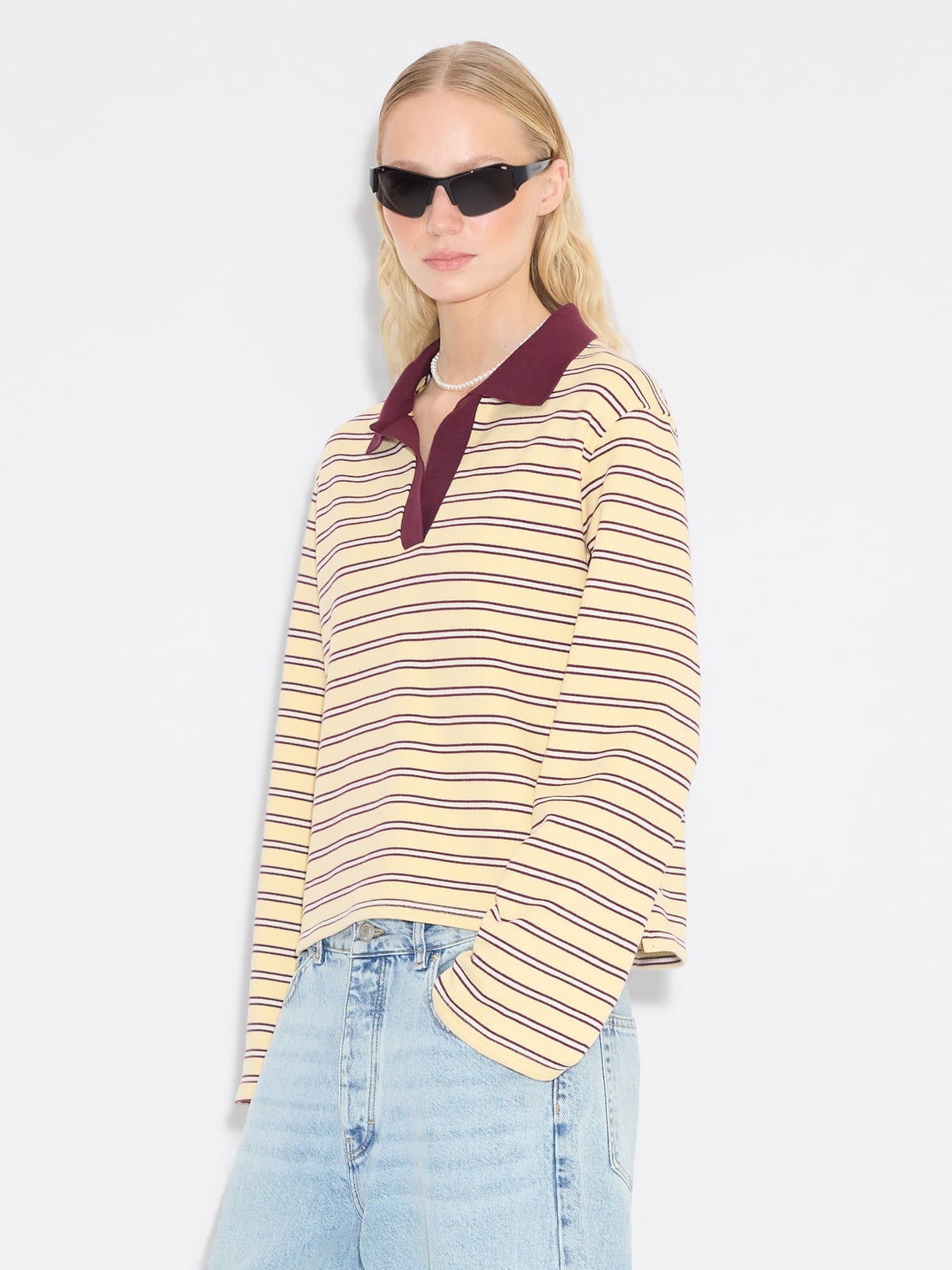 スノーボード EASY STRAY STRIPED ZIP POLO Advantage Performance Striped Polo - Velvet Maroon – IZOD