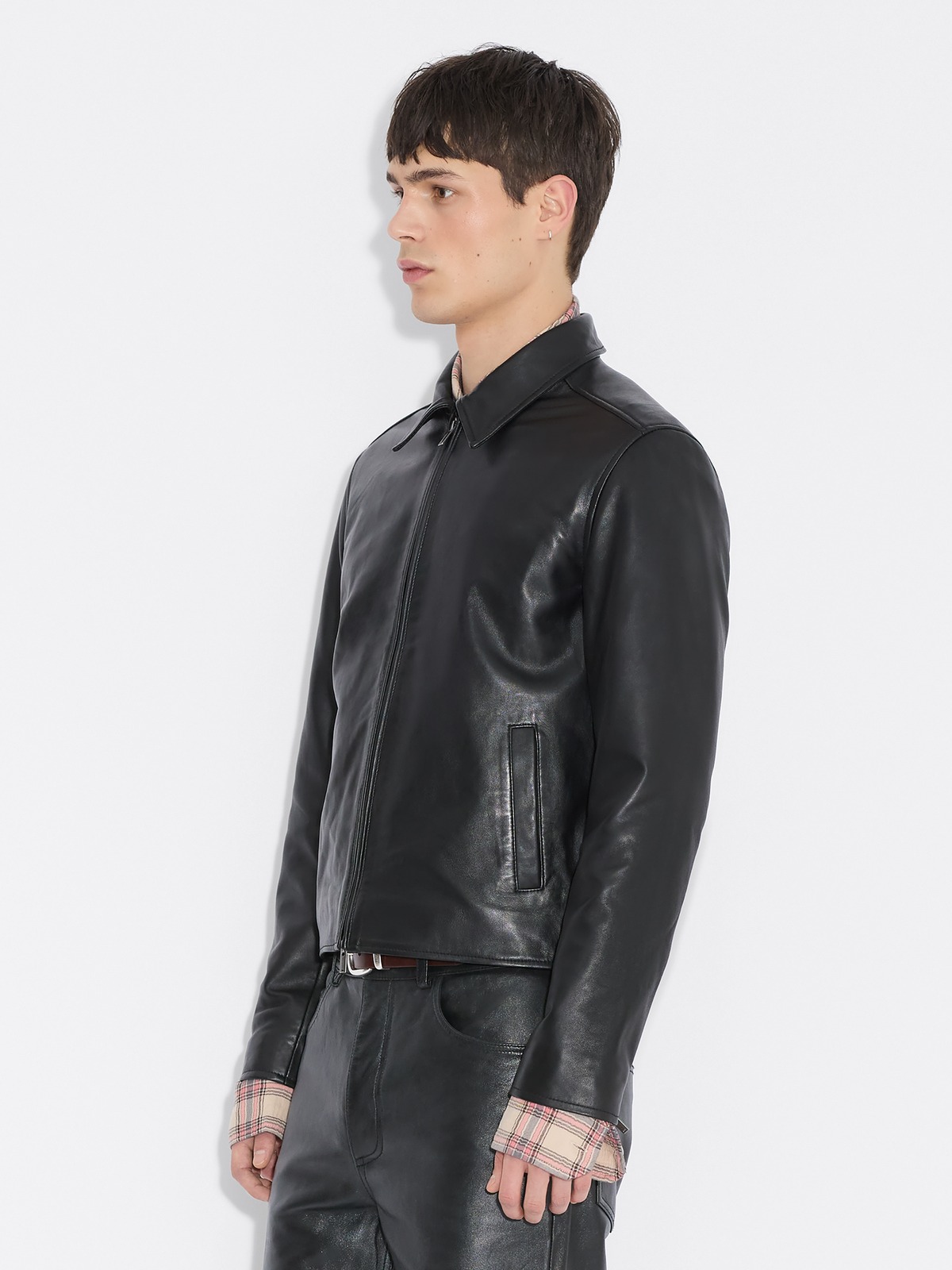 Slim-Fit Leather Jacket - Black - Holzweiler