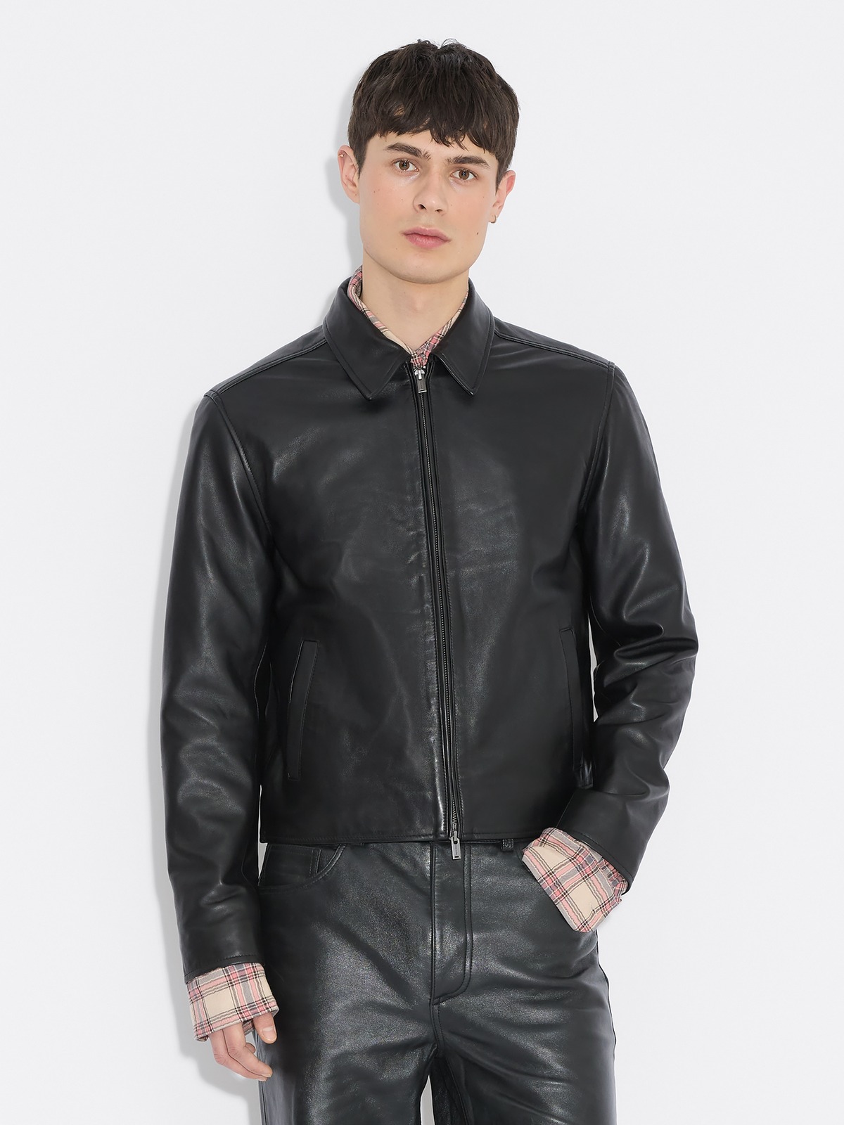 SUAVELE【LEATHER JACKET】【レザージャケット】black Slim-Fit Leather Jacket - Black - Holzweiler