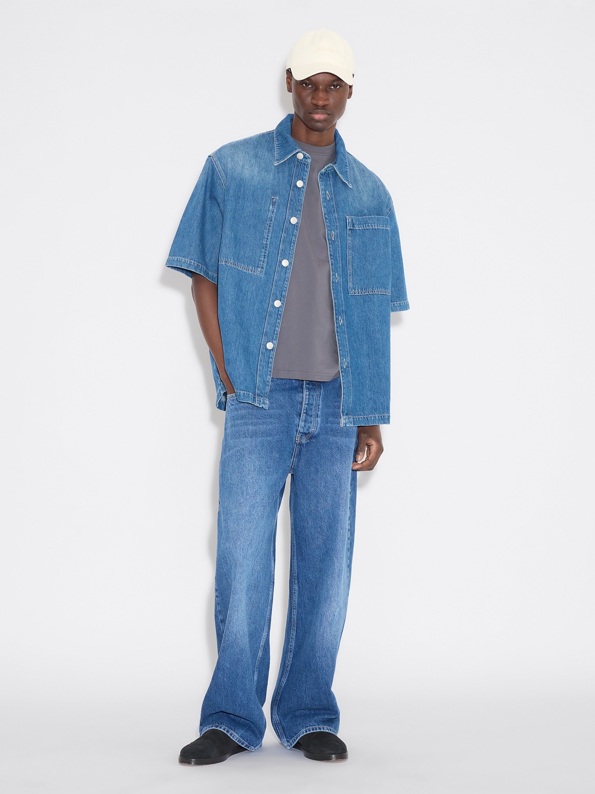 Denim Short-Sleeved Shirt - Blue - Holzweiler