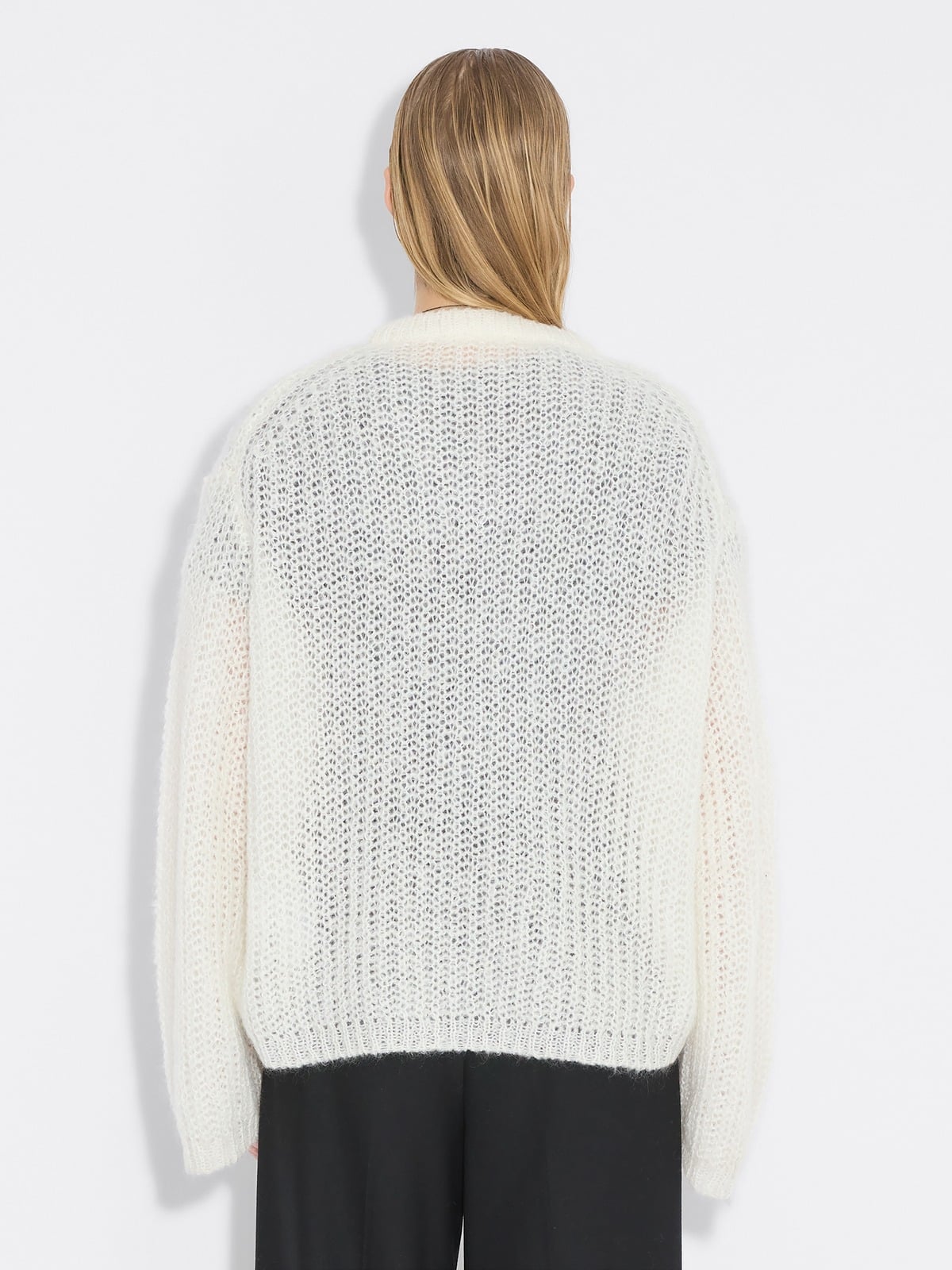 Boxy Mohair V-Neck Sweater - Ecru - Holzweiler
