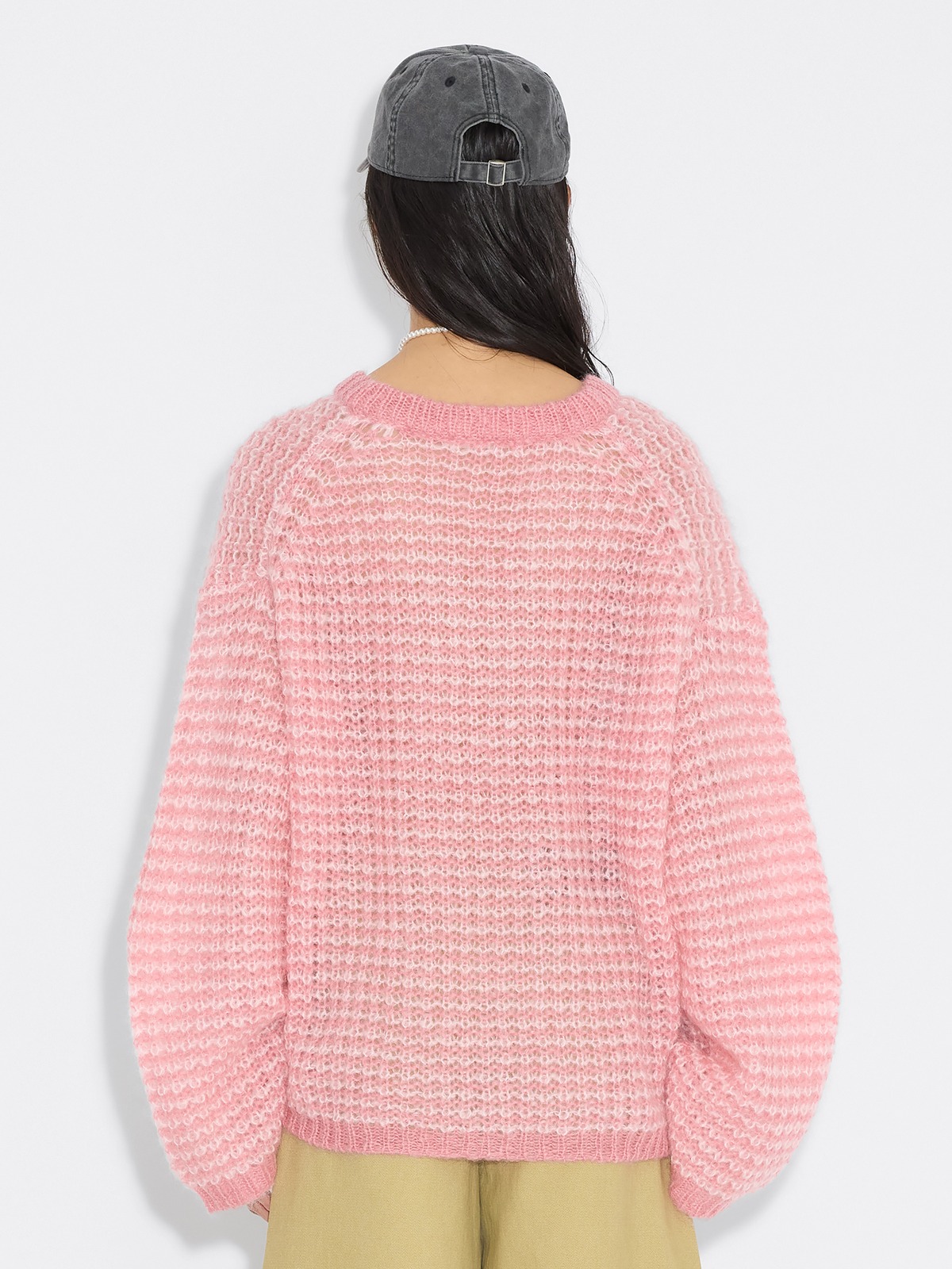 Boxy Mohair V-Neck Sweater - Pink Mix - Holzweiler