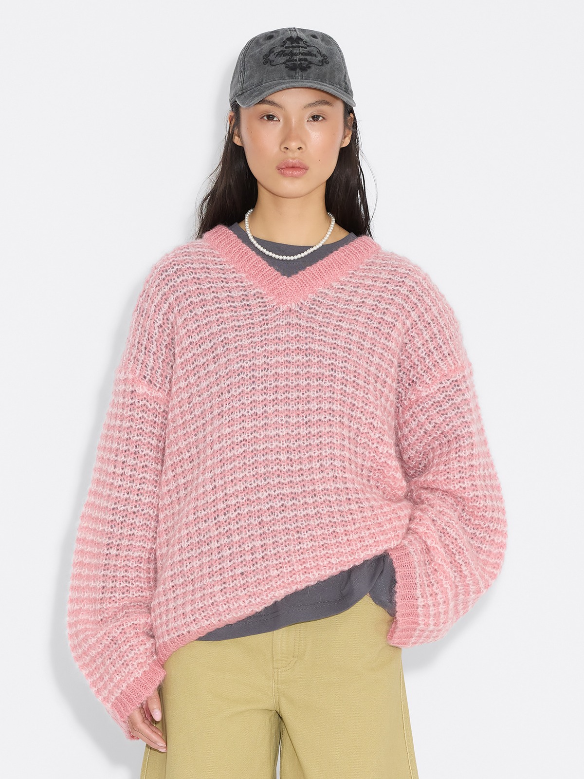 トップス dairiku molly V-neck Mohair Knit pink Molly V-neck Mohair Knit (21AW K-5) | DAIRIKU / トップス (MEN