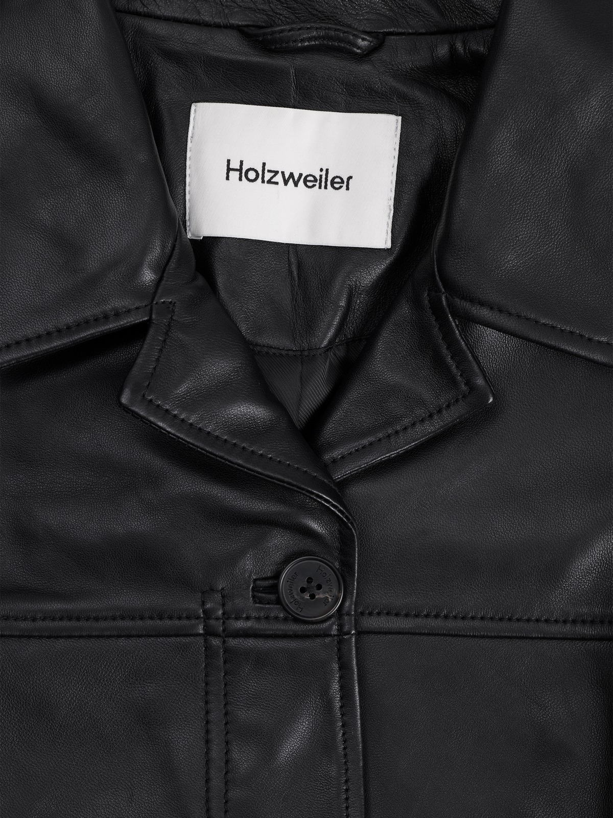 Slim-Fit Leather Blazer - Black - Holzweiler
