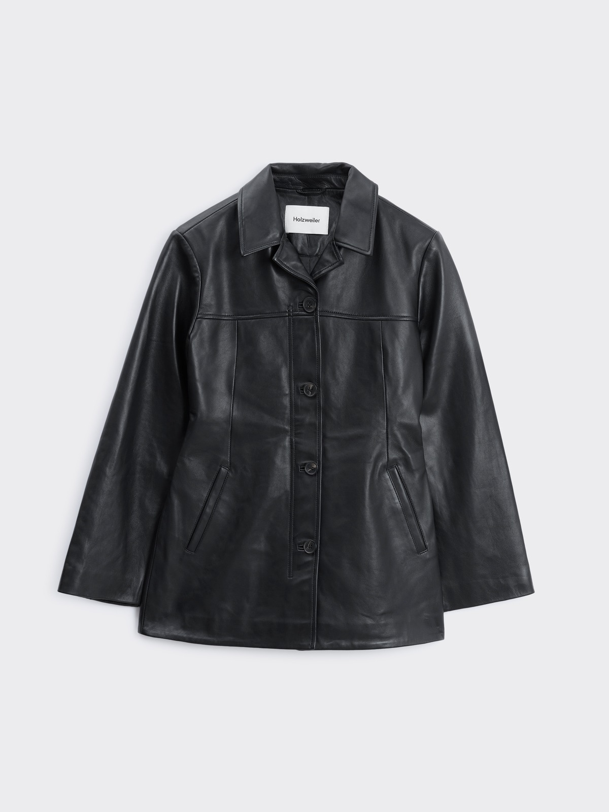 Slim-Fit Leather Blazer - Black - Holzweiler