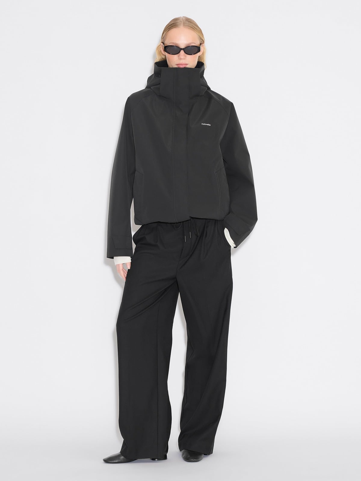 シャロウ Flow Rain Jacket - Black - Holzweiler