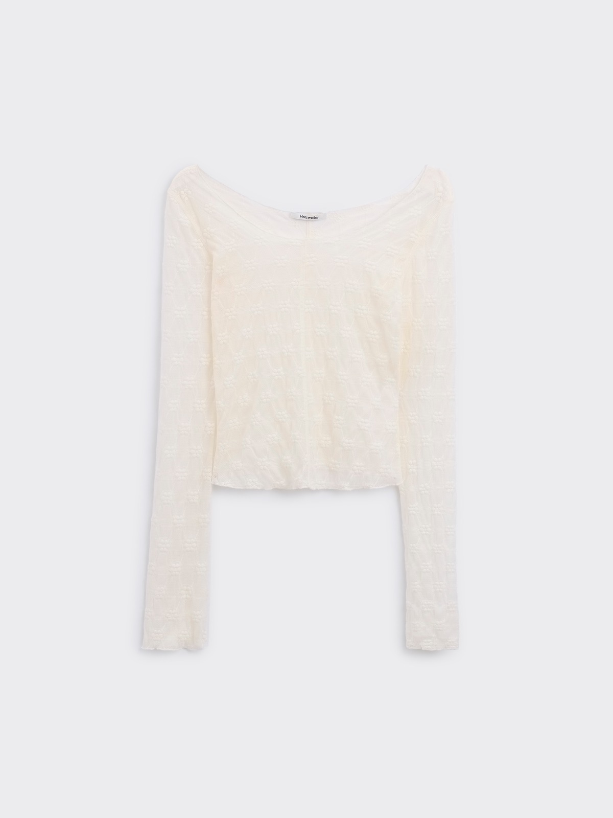 Flower Open-Neck Top - Ecru - Holzweiler