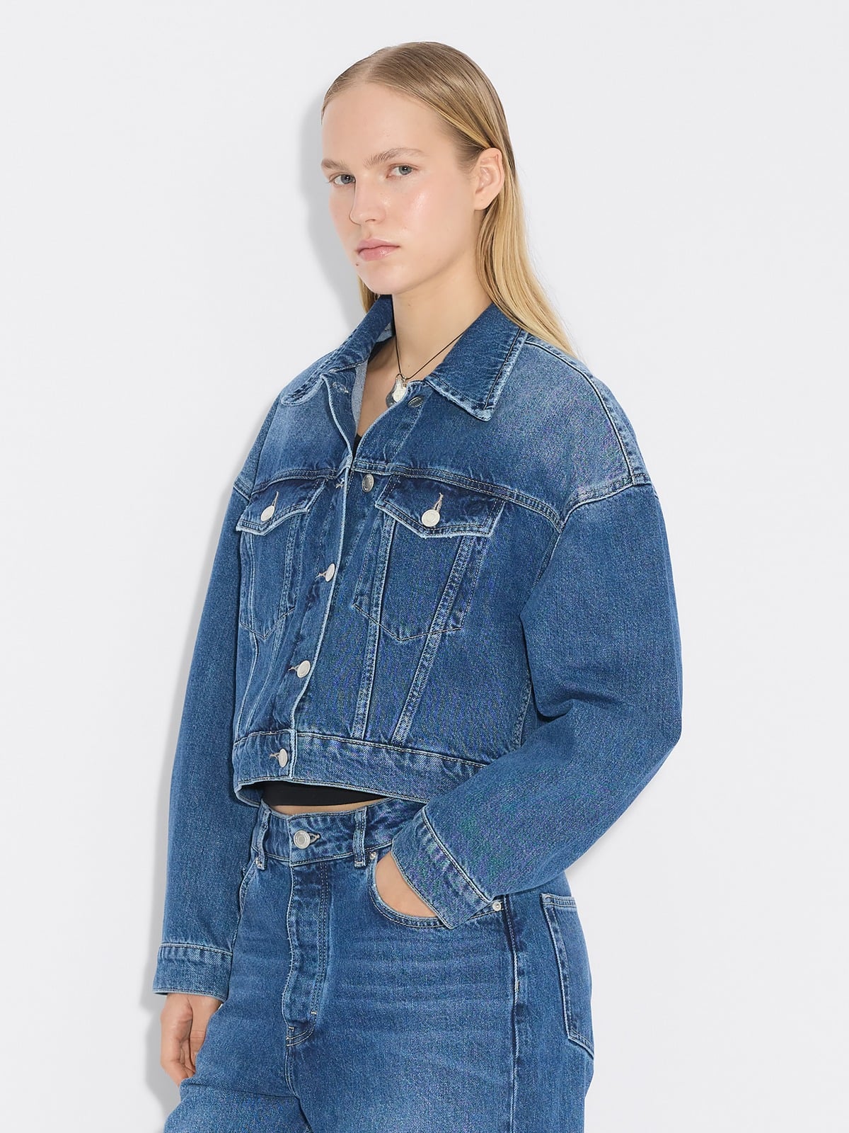 Cropped Denim Jacket - Blue - Holzweiler