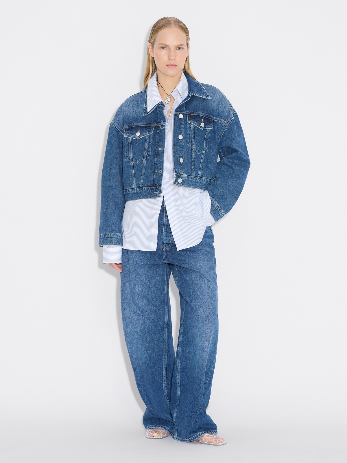 Cropped Denim Jacket - Blue - Holzweiler