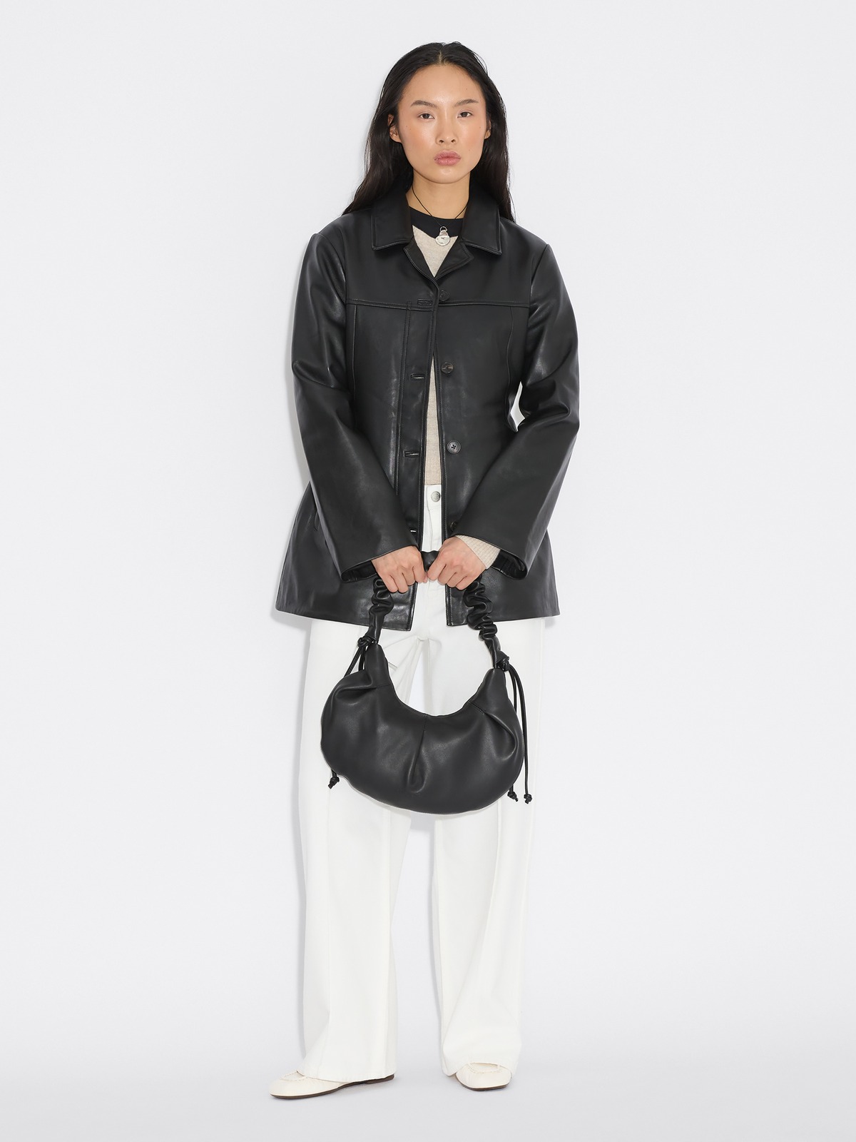 Leni Slouchy Leather Cocoon Bag - Black - Holzweiler