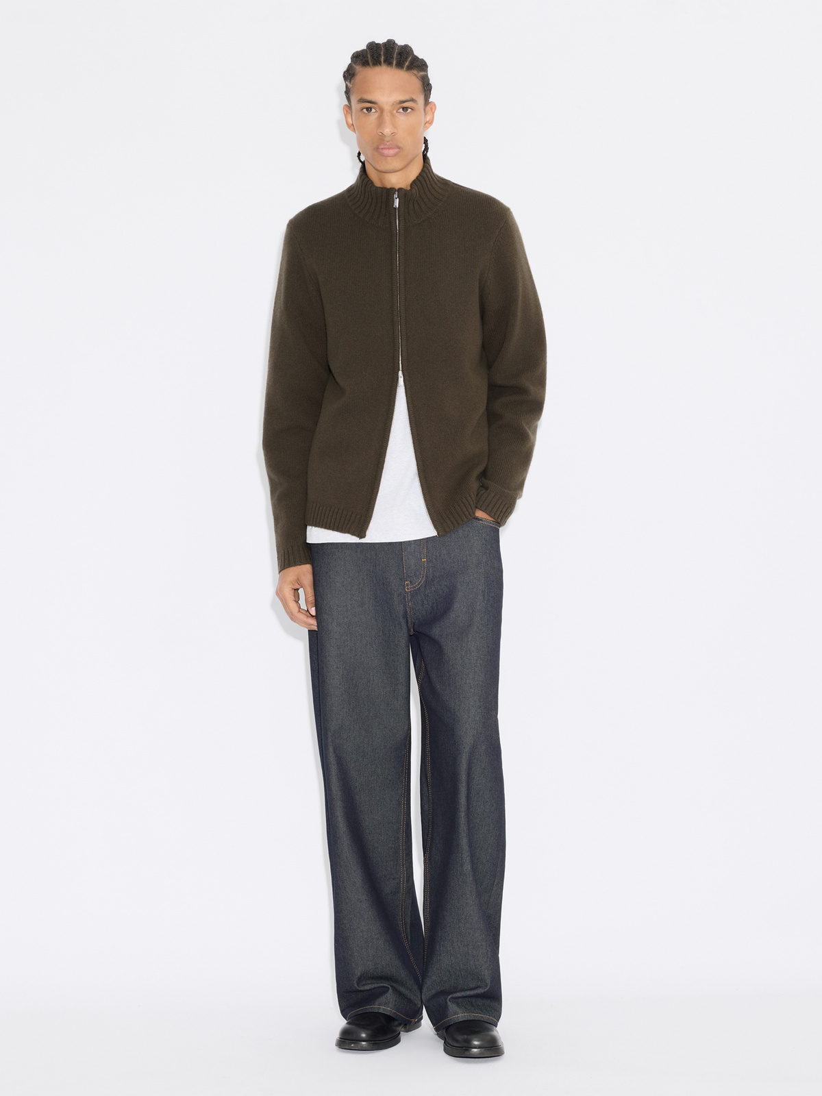 【新品】VAINL ARCHIVE ローゲージ　ZIPUPニット　カーディガン Andreas Zip-Up Cardigan - Dk. Green - Holzweiler