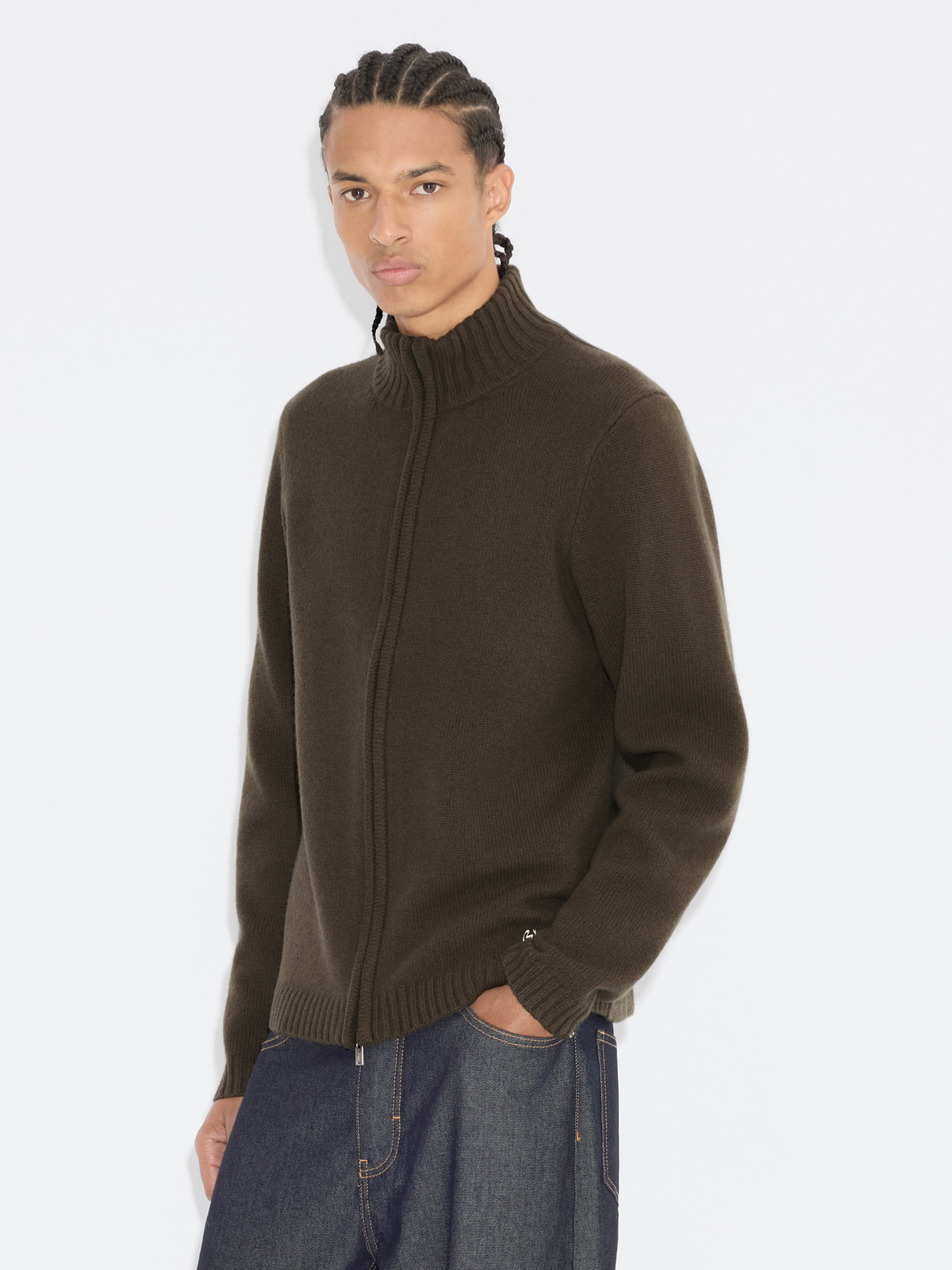 Andreas Zip-Up Cardigan - Dk. Green - Holzweiler