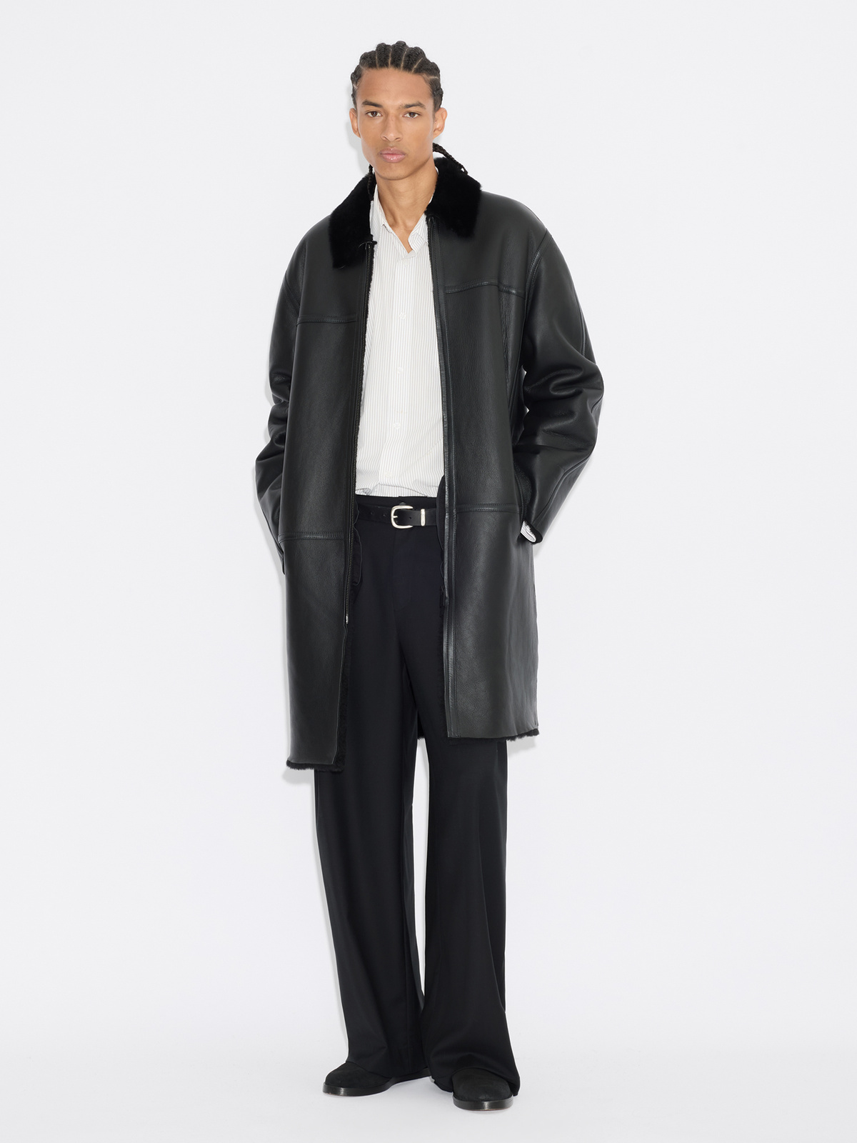 Bay Shearling Coat - Black - Holzweiler