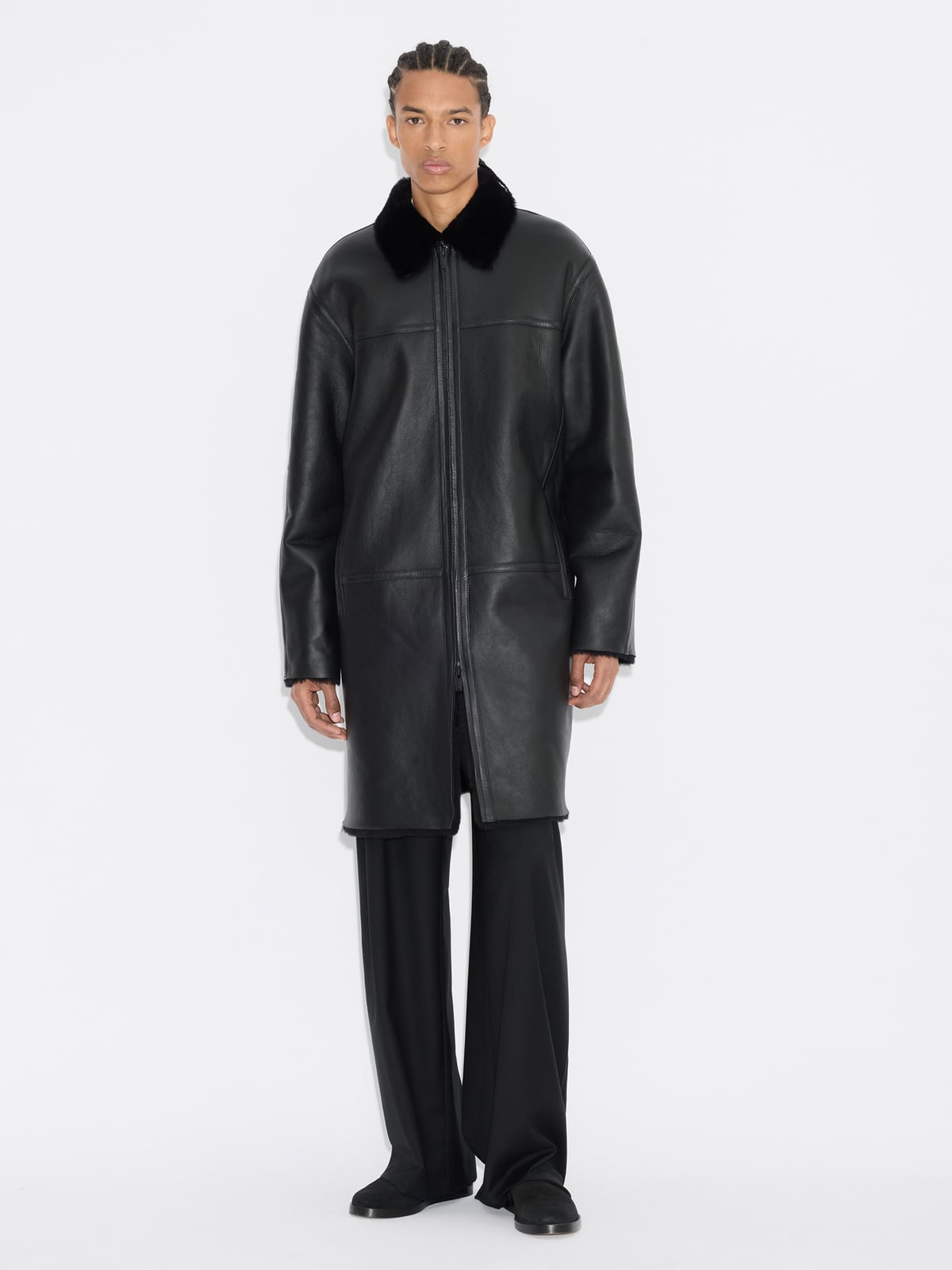 Bay Shearling Coat - Black - Holzweiler