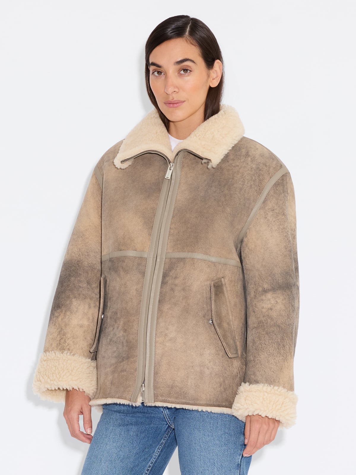 Louie Shearling Jacket - Taupe - Holzweiler